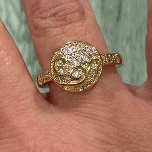 Gorgeous Gold Tone Pave Circle Ring- Size 8 NWOT